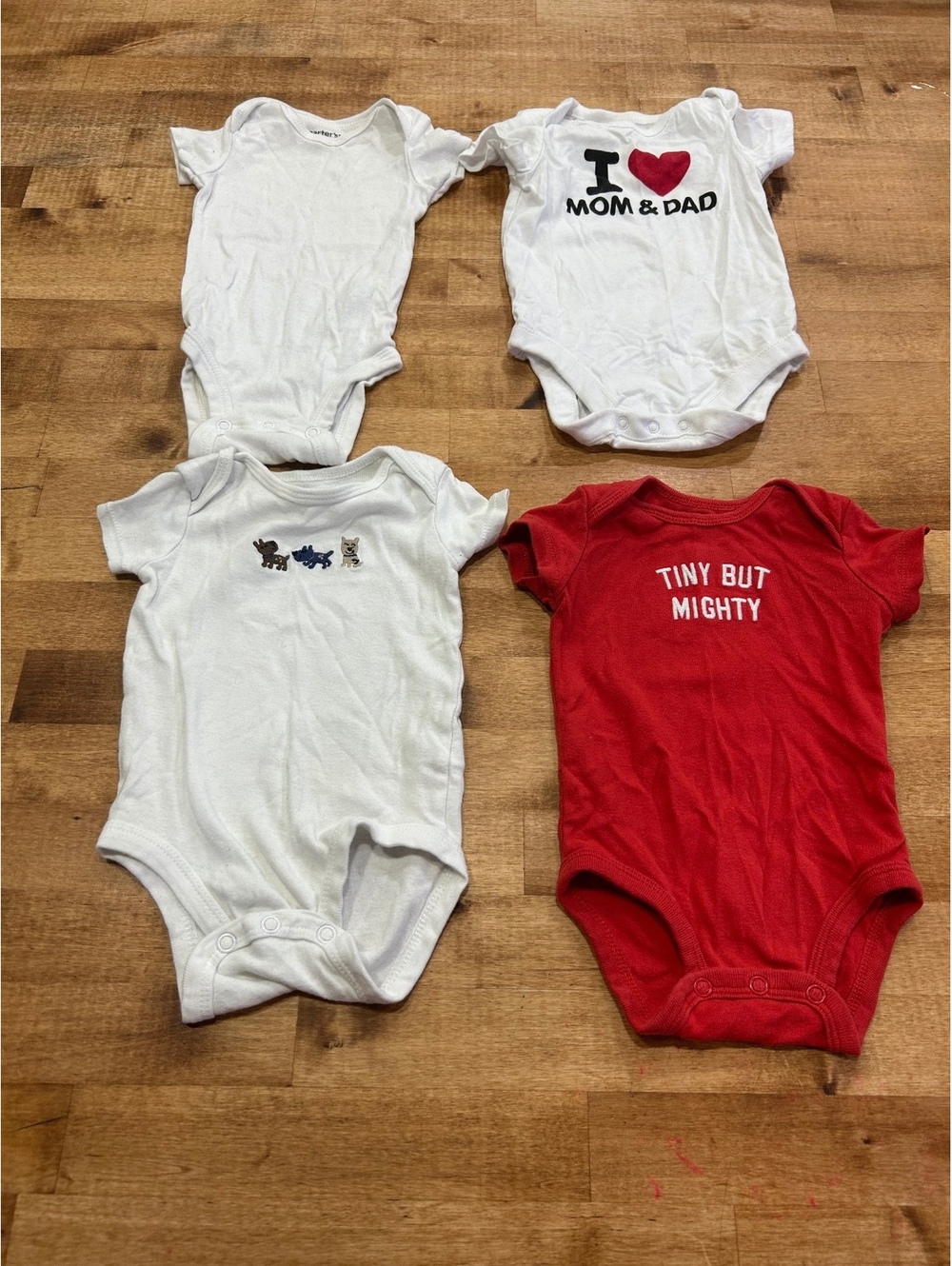 Set of 4 Baby Onesies Size 3 Months with Cute Prints